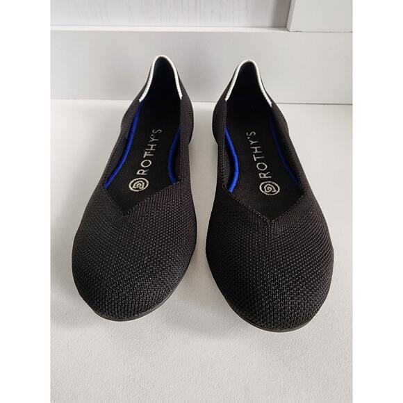 Rothy's Flat Round Signature Flats Shoes Black White Halo RETIRED Women’s Sz 6 - Picture 3 of 8